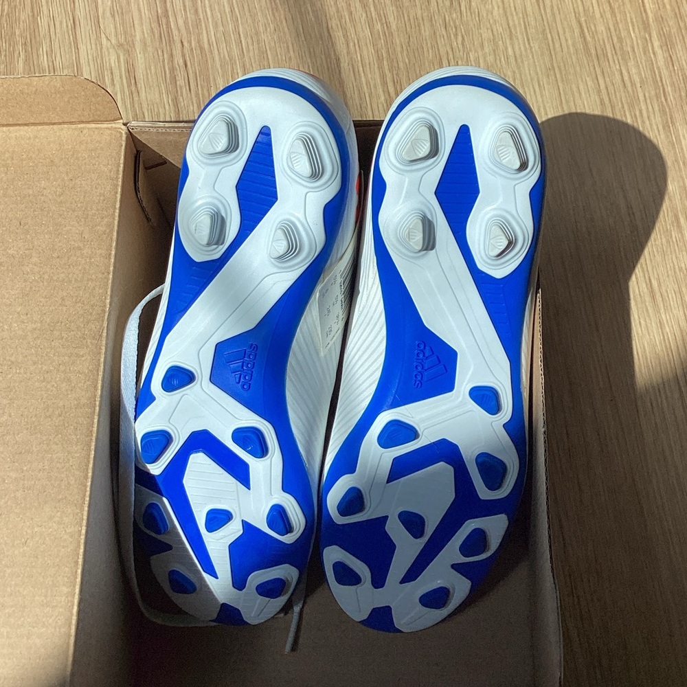 Adidas Kids White Sneakers with Blue Highlights - Picture 2 of 4